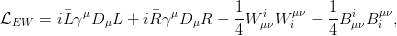             μ           μ       1   i   μν   1  i   μν
LEW   = iLγ  DμL  + iRγ  DμR  − 4-W μνW i  − 4B μνB i ,
